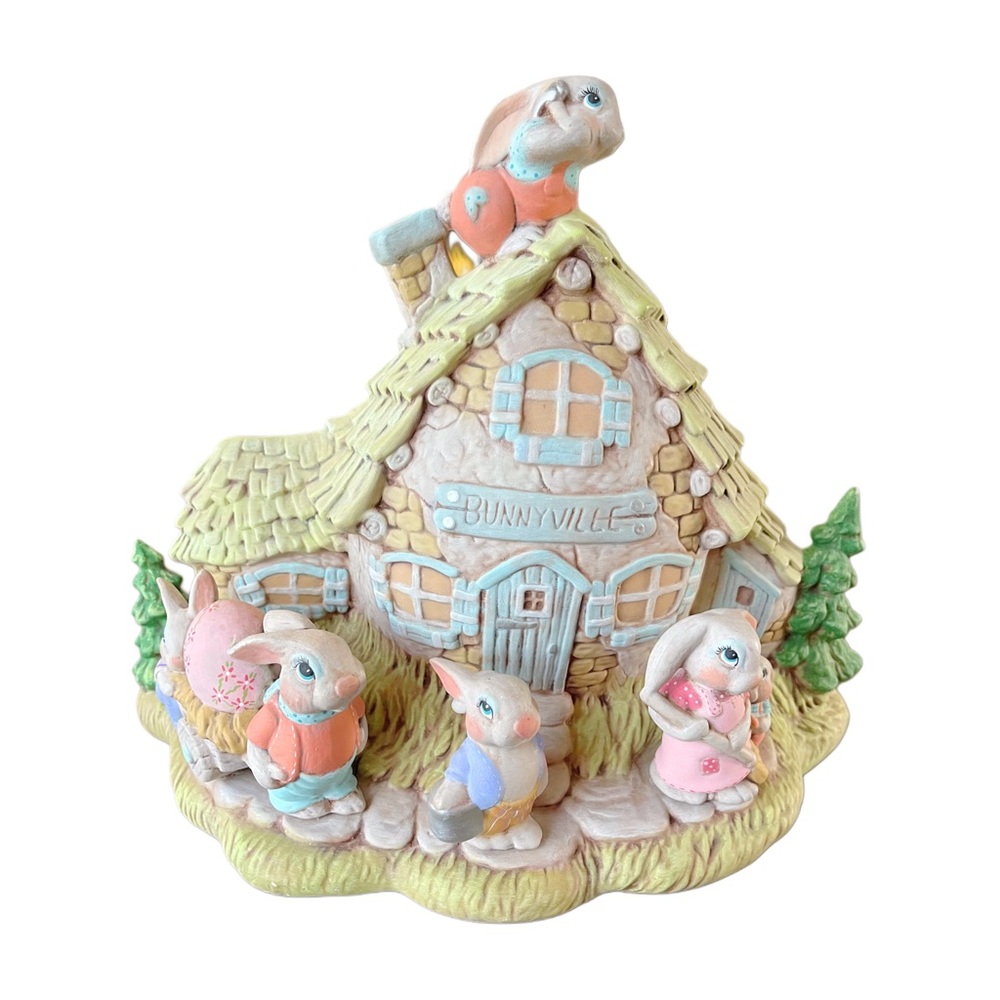Vintage Ceramic Bunnyville Cottage